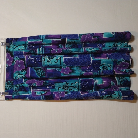 Vintage Jessica Scott Blue Purple And Teal Floral Midi Skirt With Pockets Size M - Picture 1 of 8
